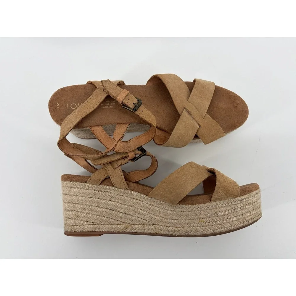 Toms Tan Espadrilles with Crisscross Straps, Women's Size 11